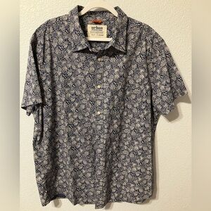Urban Pipeline Hawaiian Navy Blue and White Pineapple Collared Shirt Size XXL